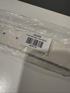 Druids Tour Pro Belt in White M L new Golf sport leather like